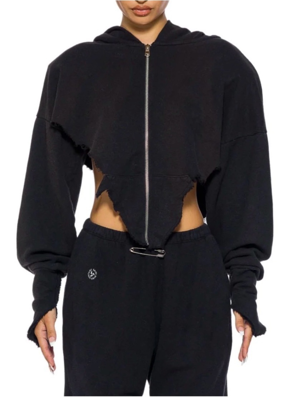 Sami Miro Vintage Distressed Cutout Zip Jacket — Size S
